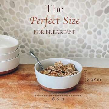 Mora Ceramic Flat Bowls Set of 4-25 oz- For Soup, Salad, Rice, Cereal, Breakfast, Dinner, Serving, O...