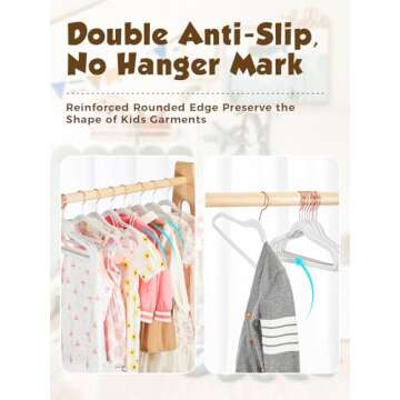 Smartor Kids Velvet Hangers 50 Pack, 14'' Inch Premium Non Slip Kids Felt Hangers for Closet, Space ...