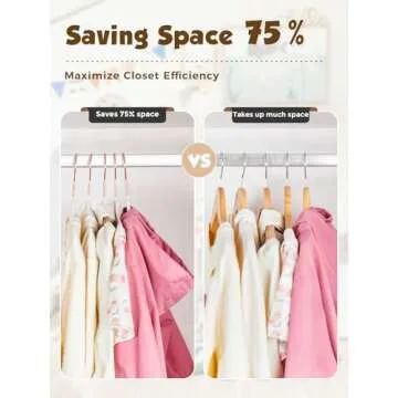 Smartor Kids Velvet Hangers 50 Pack, 14'' Inch Premium Non Slip Kids Felt Hangers for Closet, Space Saving Toddler Clothes Hanger for Youth's Childrens' Clothes (Rose Gold Hook)- White