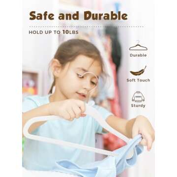 Smartor Kids Velvet Hangers 50 Pack, 14'' Inch Premium Non Slip Kids Felt Hangers for Closet, Space Saving Toddler Clothes Hanger for Youth's Childrens' Clothes (Rose Gold Hook)- White