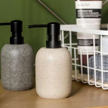 GalDal Soap Dispenser Beige,Hand Soap Lotion Dispenser for Bathroom Countertop,Soap Dispenser for Kitchen Sink.