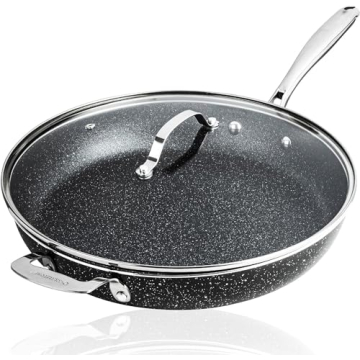 Granitestone 14 Inch Frying Pan with Lid - Non Stick, Ultra Durable Skillet for Family Meals