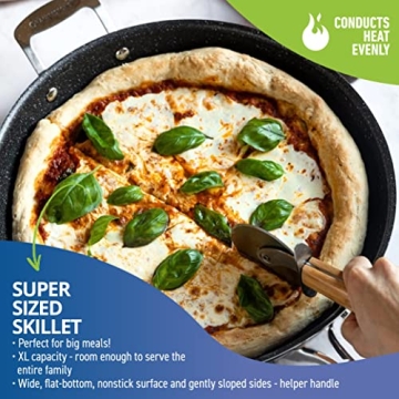 Granitestone 14 Inch Frying Pan with Lid Nonstick Skillet