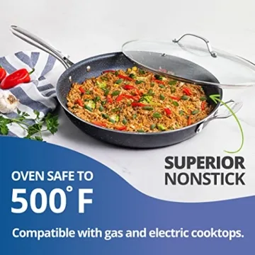Granitestone 14 Inch Frying Pan with Lid Nonstick Skillet