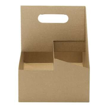 Karat Paperboard Drink Carrier with Handle - Sturdy Kraft Coffee Cup Carrier for Hot/Cold Beverages,...