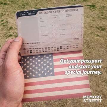 Memory Street US 50 States Passport & Travel Map Kit, United States Flags Stickers Poster Gift for Travelers USA National Parks