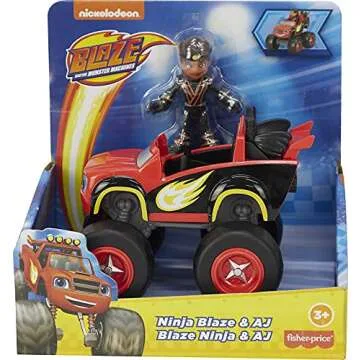 Fisher-Price Blaze and The Monster Machines Toy Truck & Figure Set, Ninja Blaze & AJ, Preschool Racing Play Ages 3+ Years