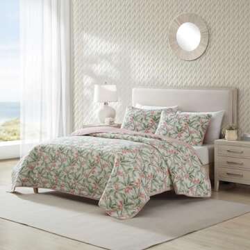 Tommy Bahama - Twin Quilt Set, Breathable Reversible Bedding with Matching Sham, Coastal Inspired Ho...