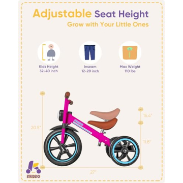 KRIDDO Kids Tricycle for Ages 2-5 with Adjustable Seat