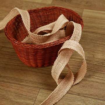 KINJOEK 1 Inch Wide 27 Yards Burlap Ribbon, Natural Jute Fabric Ribbon, Crafts Ribbon for Christmas, Wedding, Gifts, Burlap Fabric DIY, Ribbon for Decoration,