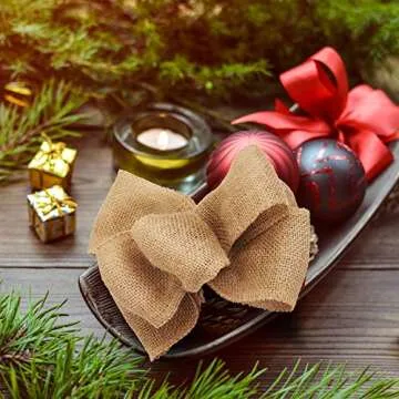 KINJOEK 1 Inch Wide 27 Yards Burlap Ribbon, Natural Jute Fabric Ribbon, Crafts Ribbon for Christmas, Wedding, Gifts, Burlap Fabric DIY, Ribbon for Decoration,