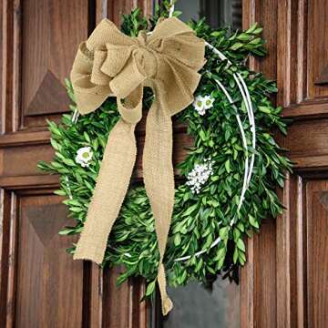 KINJOEK 1 Inch Wide 27 Yards Burlap Ribbon, Natural Jute Fabric Ribbon, Crafts Ribbon for Christmas, Wedding, Gifts, Burlap Fabric DIY, Ribbon for Decoration,