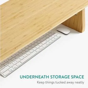 Navaris Dual Monitor Stand Riser - Real Wood Double Width Desk Shelf for Holding 2 Computer Screens - 42.9" x 9.1" x 4.7" (109cm x 23cm x 12cm) - Bamboo