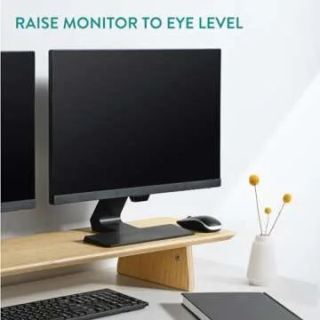 Navaris Dual Monitor Stand Riser - Real Wood Double Width Desk Shelf for Holding 2 Computer Screens - 42.9" x 9.1" x 4.7" (109cm x 23cm x 12cm) - Bamboo