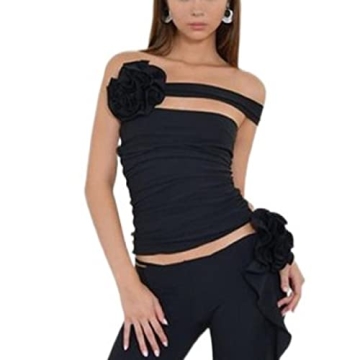 Y2K Gothic Floral Off Shoulder Top Women's Streetwear Tee