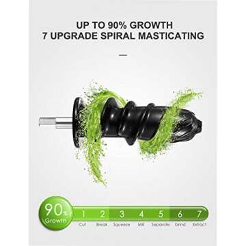 Juicer Machines, SIVERY Slow Masticating Juicer, Easy to Clean, BPA-Free, Quiet Motor, Reverse Function & Cold Press Juicer with Two Speed Modes, Brush, Juice Recipes for Vegetables and Fruits