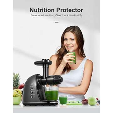 Juicer Machines, SIVERY Slow Masticating Juicer, Easy to Clean, BPA-Free, Quiet Motor, Reverse Function & Cold Press Juicer with Two Speed Modes, Brush, Juice Recipes for Vegetables and Fruits