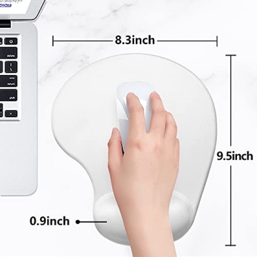 Hsurbtra Ergonomic Mouse Pad with Wrist Support - Cute Ivory White
