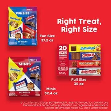 Butterfinger, CRUNCH, Baby Ruth & 100 Grand Assorted Bars