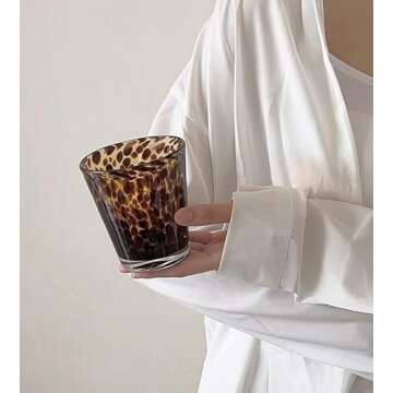 Leopard Print Vintage Drinking Glasses Y2k Cute Mugs Cheetah Print Aesthetic Cups Aesthetic Room Dec...