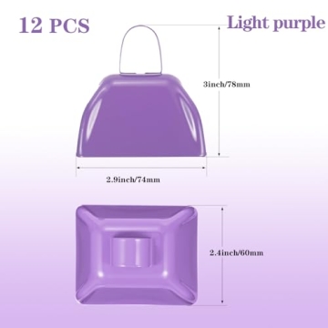 HEYLEAYAR 3-Inch Cowbells for Sports Events - 12Pcs Metal Cow Bells Bulk