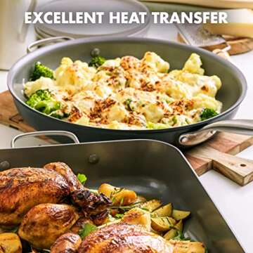 GreenPan Chatham Hard Anodized Healthy Ceramic Nonstick, 13" Frying Pan Skillet with Helper Handle, PFAS-Free, Dishwasher Safe, Oven Safe, Gray