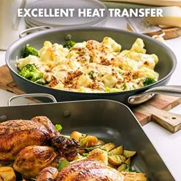 GreenPan Chatham Hard Anodized Healthy Ceramic Nonstick, 13" Frying Pan Skillet with Helper Handle, PFAS-Free, Dishwasher Safe, Oven Safe, Gray