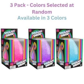 Schylling NeeDoh Dream Drop - Sensory Toy with Groovy Goo Filling - Three Random Colors - Ages 3 and Up - 3 Pack