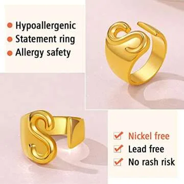 FindChic Gold Initial Ring - Customizable Statement Jewelry