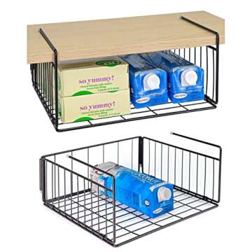 SUFAUY Under Cabinet Shelf Basket Organizer - Bronze Metal