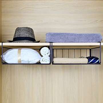 SUFAUY Under Cabinet Shelf Basket Organizer - Bronze Metal