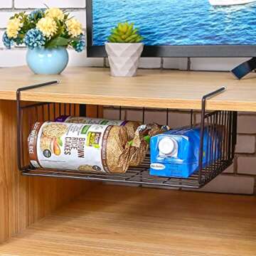 SUFAUY Under Cabinet Shelf Basket Organizer - Bronze Metal