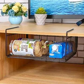 SUFAUY Under Cabinet Shelf Basket Organizer - Bronze Metal