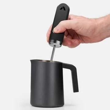 Subminimal FlowTip Milk Jug | Stovetop Milk Frothing, Foaming Pitcher for Premium Barista-Style Coffee at Home | Cappuccino & Latte Art Pouring Jug with Ergonomic Heat Resistant Handle | 450ml, Black