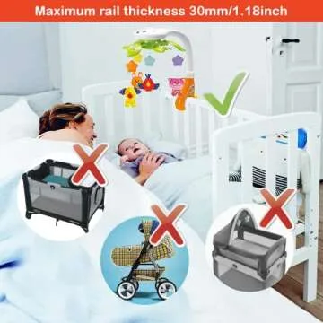 KiddoLab Baby Crib Mobile with Relaxing Music. Includes Ceiling Light Projector with Stars, Animals....