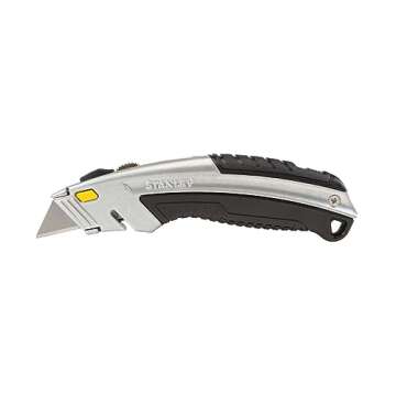 Stanley 10788 Curved Quick-Change Utility Knife - High Carbon Steel Retractable Blade, 3 Blades