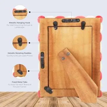 Handicrafts Home Photo Picture Frame - 4" x 6" Handmade Gift Photo Frames - Red & white