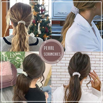 Unicra Pearl Hair Ties - Stylish Elastic Scrunchies Set