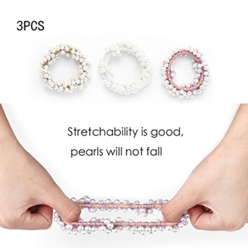 Unicra Pearl Hair Ties - Stylish Elastic Scrunchies Set