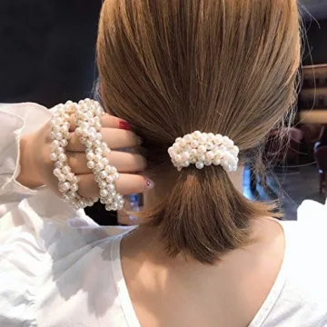 Unicra Pearl Hair Ties - Stylish Elastic Scrunchies Set