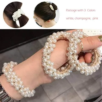 Unicra Pearl Hair Ties - Stylish Elastic Scrunchies Set