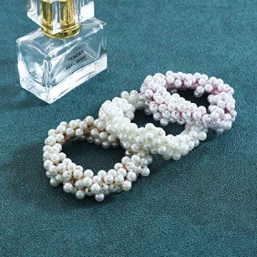 Unicra Pearl Hair Ties - Stylish Elastic Scrunchies Set