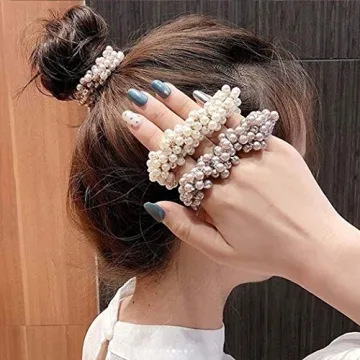 Unicra Pearl Hair Ties - Stylish Elastic Scrunchies Set
