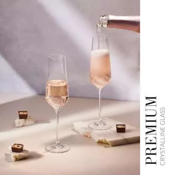 Krosno Crystal Champagne Flute Glasses, Set of 6, 6.1 oz, Avant-Garde Collection, Classic Shape for Timeless Style, Ideal for Mimosas, Prosecco, Sparkling Wine, Dishwasher Safe, Made in Europe