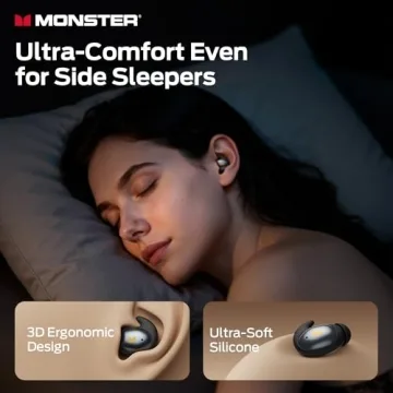 Monster Sleep Ear100 Ear Buds - Ultimate Comfort for Side Sleepers with 32H Playtime