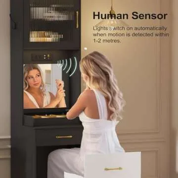 Lvifur 3-in-1 Vanity Desk with Mirror and Lights for Compact Spaces