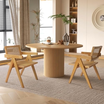 SIMTONAL Round Dining Table Modern Wood Kitchen Table 35'' Circular Design for Any Decor