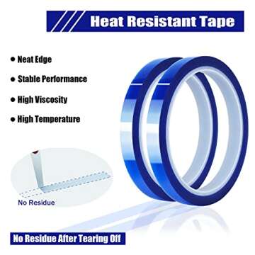 MEBMIK Blue Heat Tape 10mm x 33m High Temp No Residue