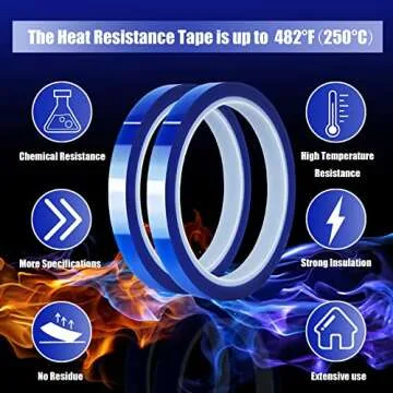 MEBMIK Blue Heat Tape 10mm x 33m High Temp No Residue