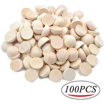 100 Pieces Diameter 20mm Split Wood Balls Half Wooden Natural Balls Half Round Ball for DIY Projects...